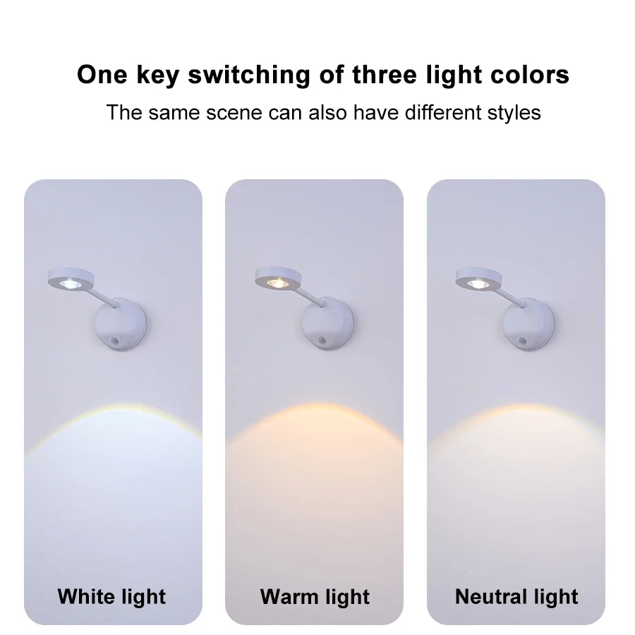 Spotlights USB Rechargeable Intelligent Human Sensing Wireless Wall Light Dimmable Led Spotlight for Lighting Paintings Pictures 5