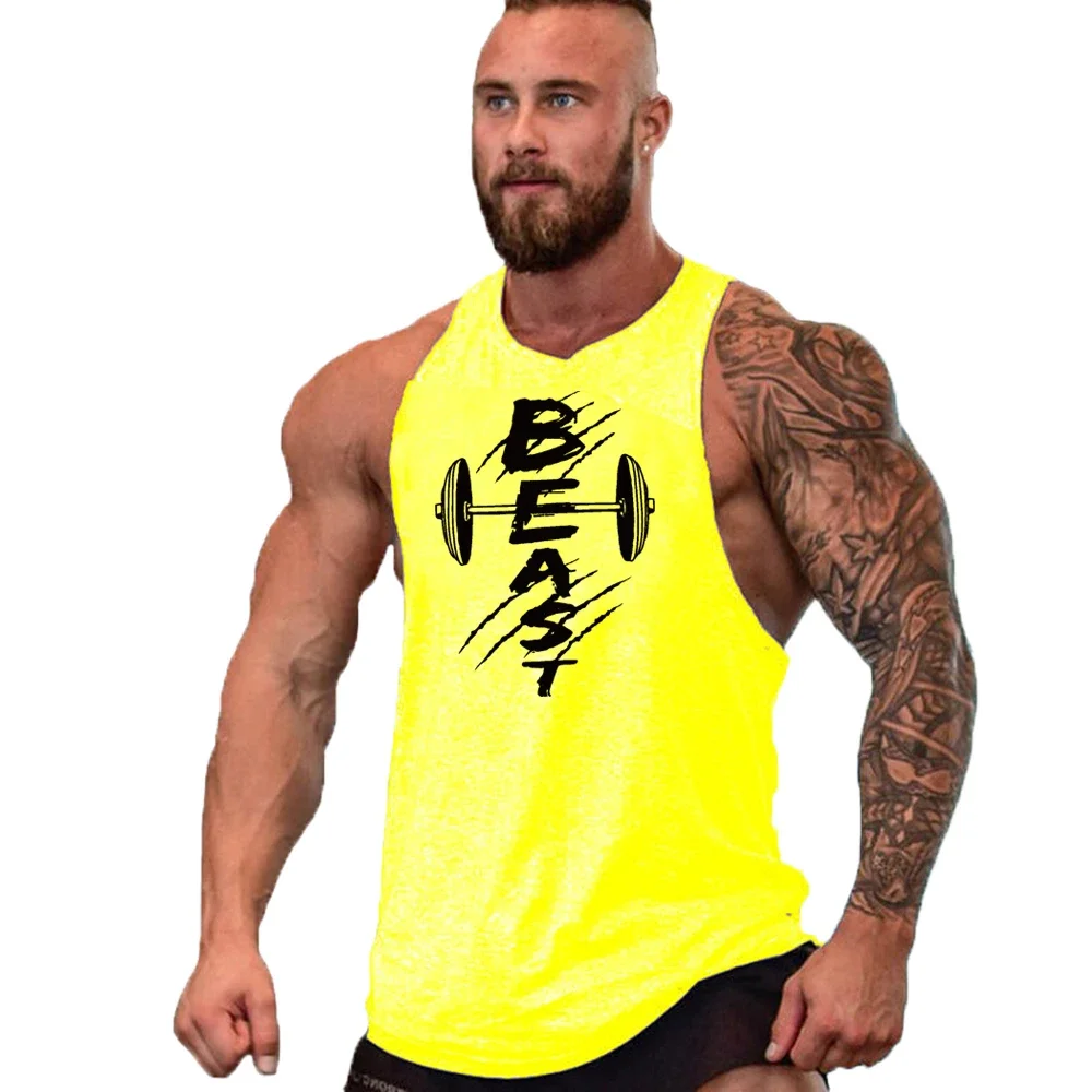 

Mens tank tops beast gym tank top fitness clothing vest sleeveless cotton man canotte bodybuilding ropa hombre man clothes wear