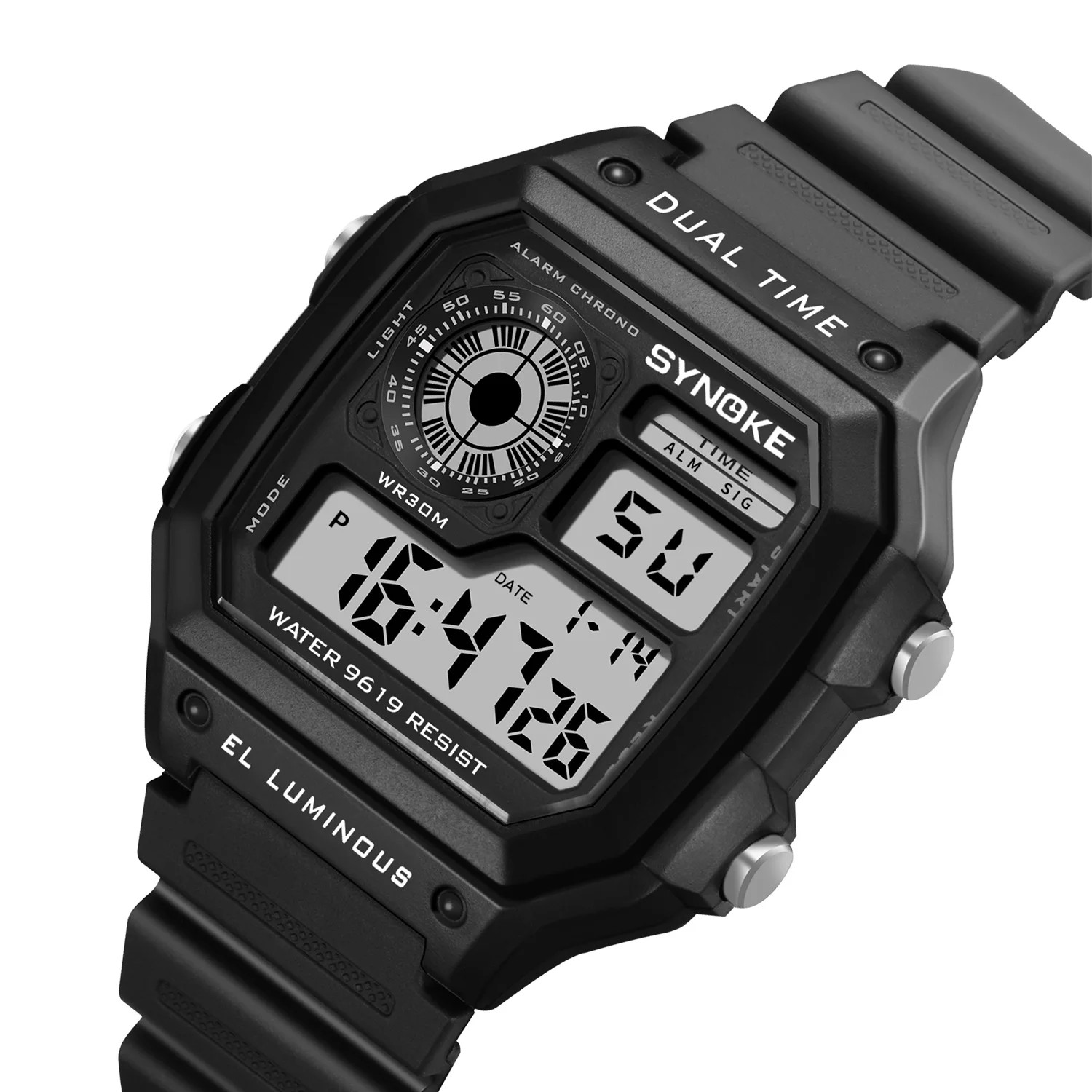 SYNOKE Wrist Watch For Men Digital Sports Waterproof Watch Transparent Multifunction Chronograph Alarm Backlight reloj hombre 6