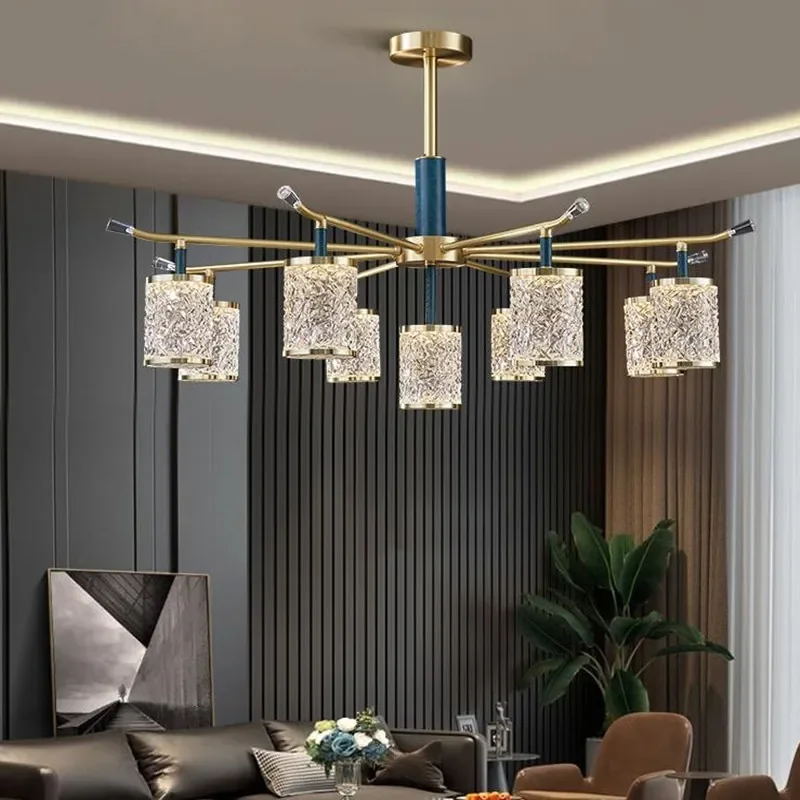

Nordic Light Luxury Crystal Living Room Chandelier All Copper Post-modern Dining Room Simple Creative Individuality New Chinese