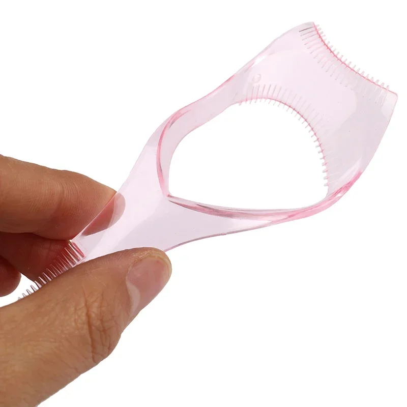 Description Picture 5 of item3 In 1 Makeup Mascara Shield Guard Eye Lash Mascara Applicator Comb Eyelash Curling Makeup Brush Curler Eye Makeup Stencils Pink