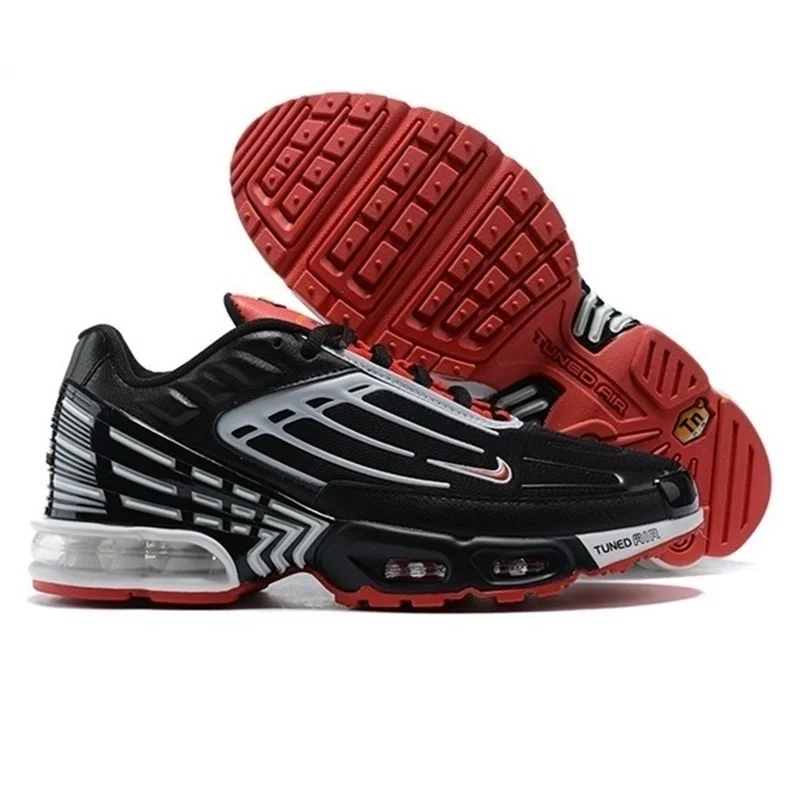 nike air max plus 3 black white track red