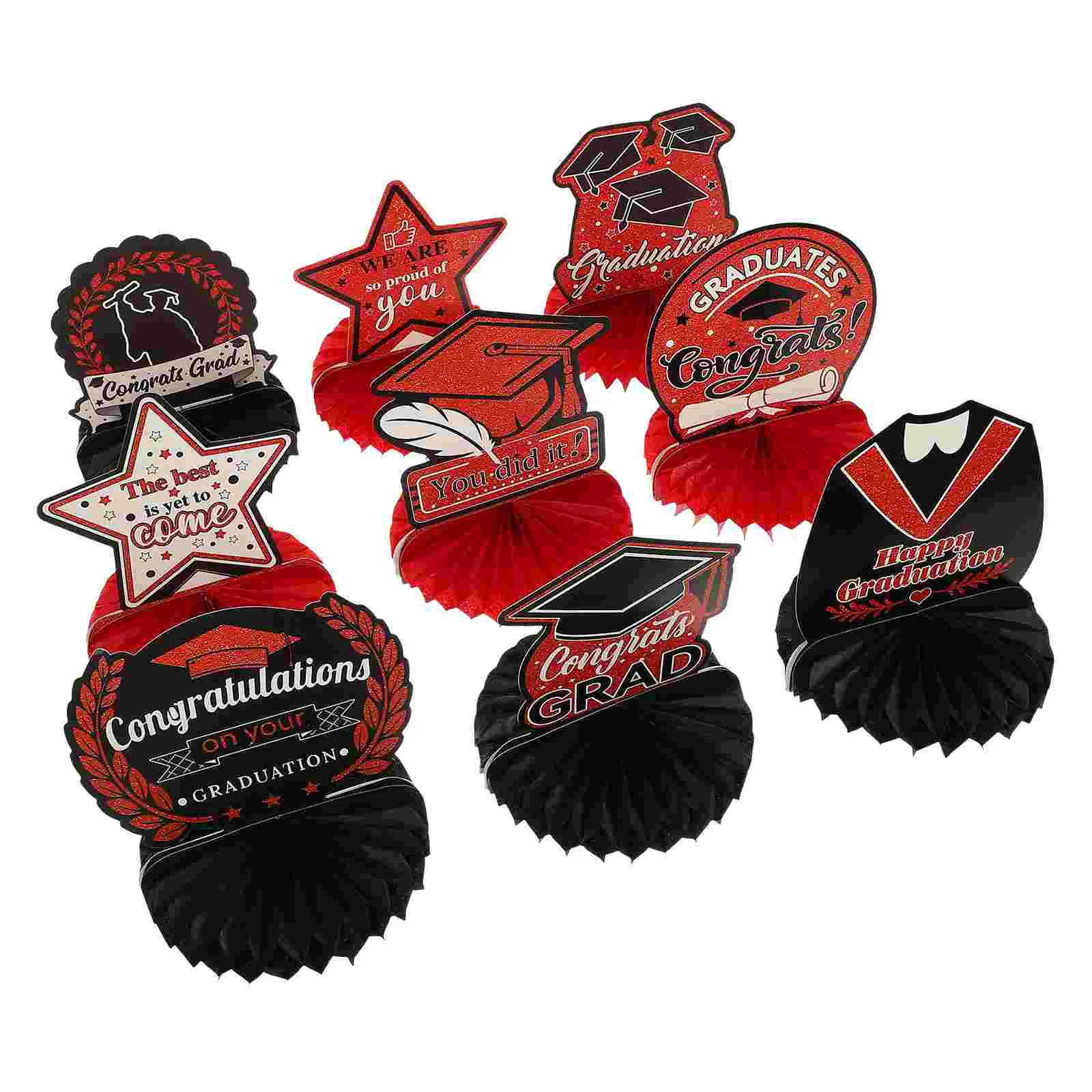 

9 Pcs Graduation Ornaments Accessories Paper Prop Centerpieces Honeycomb Decor Supplies Craft