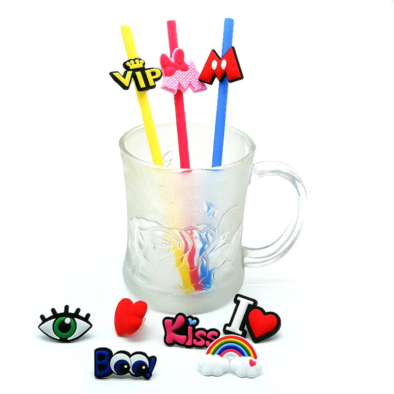 1PCS PVC Straw Toppers Casual Series Cute Style Reusable Straw Cover Holiday  Birthday Party Supplies Christmas Halloween Gifts - AliExpress