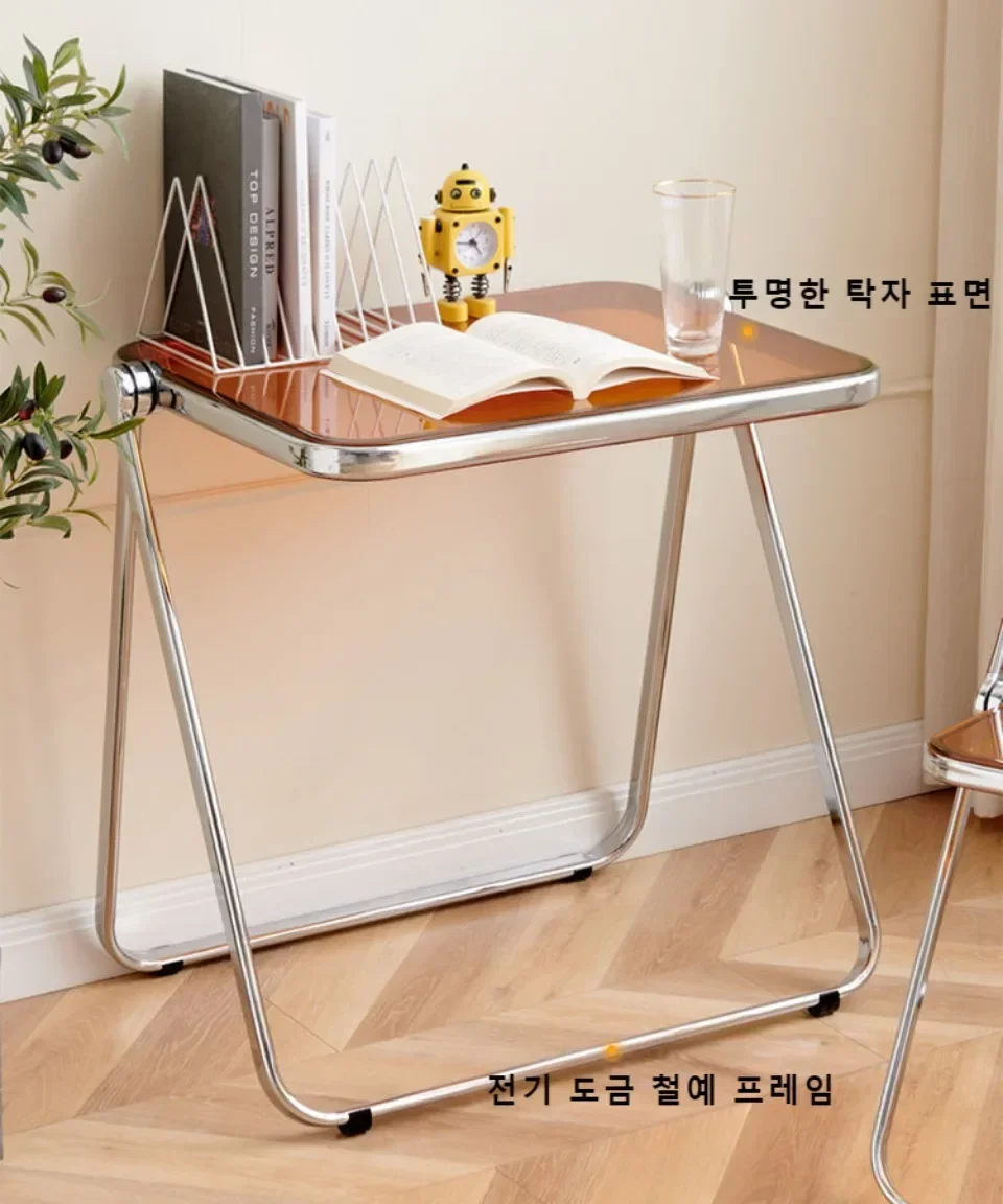 Description Picture 6 of itemAcrylic Desk Transparent Folding Portable Study Desk For Home Bedroom Multifunctional INS Design Sturdy And Stable Office Table