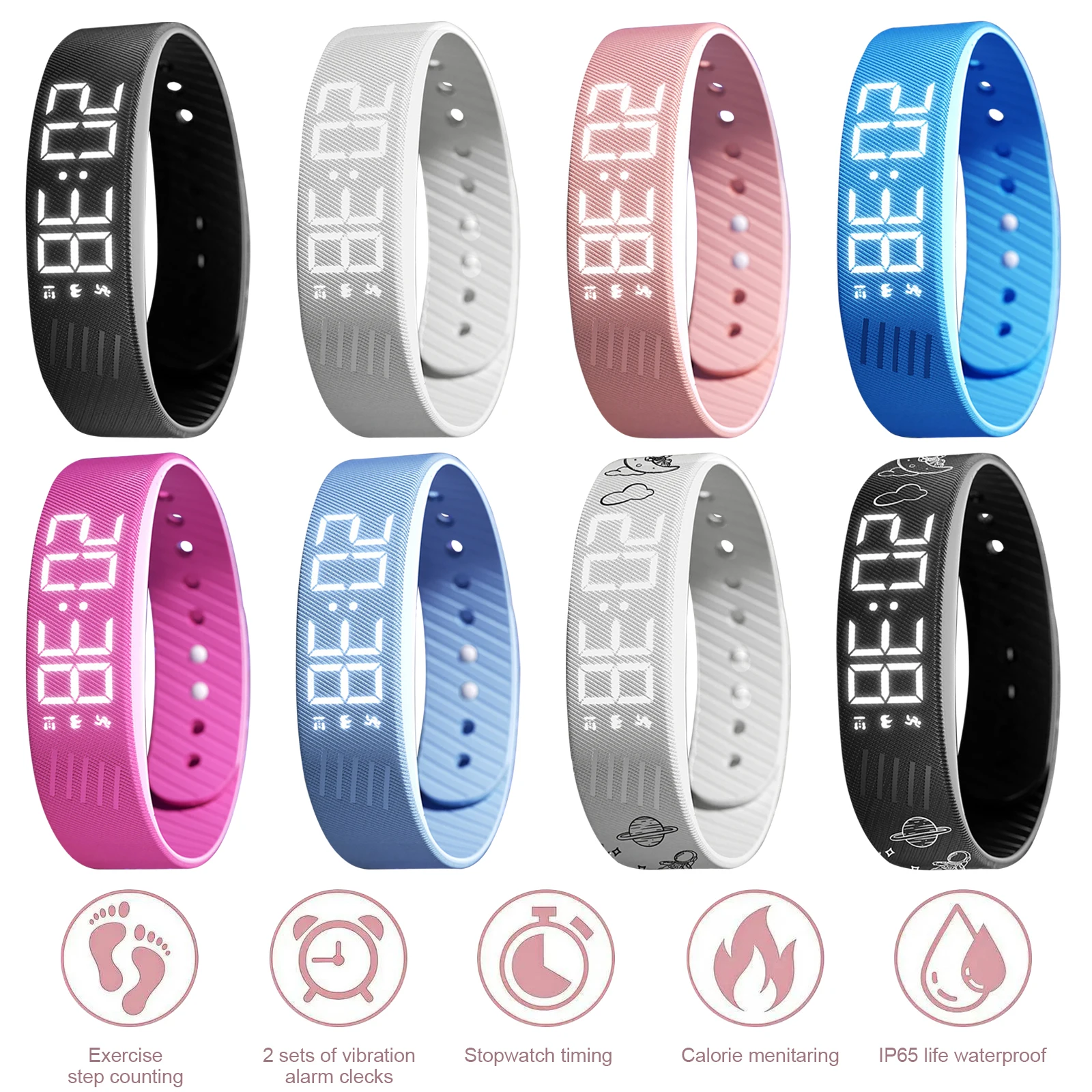 Smartband impermeabile con sveglia a vibrazione e contapassi_voghion.com
