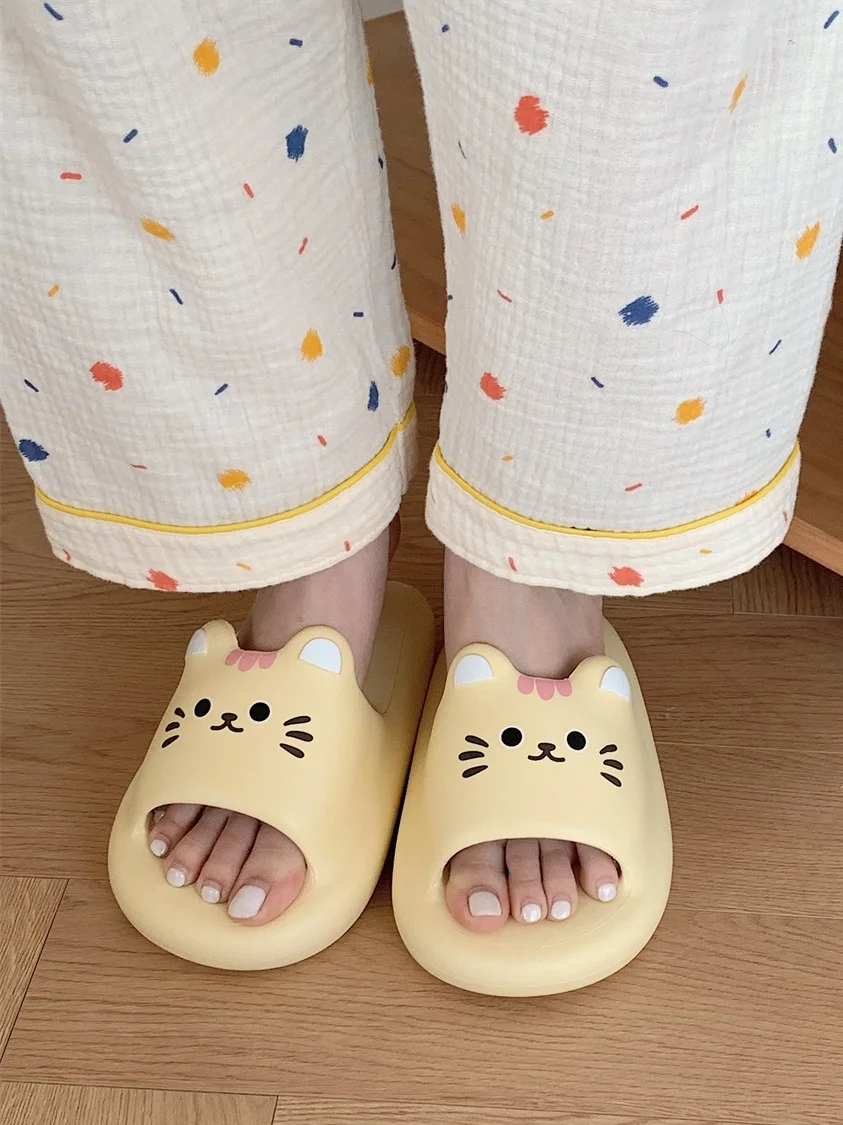 EVA Thick Sole Slipper Women Cute Kitty Slippers Female Summer