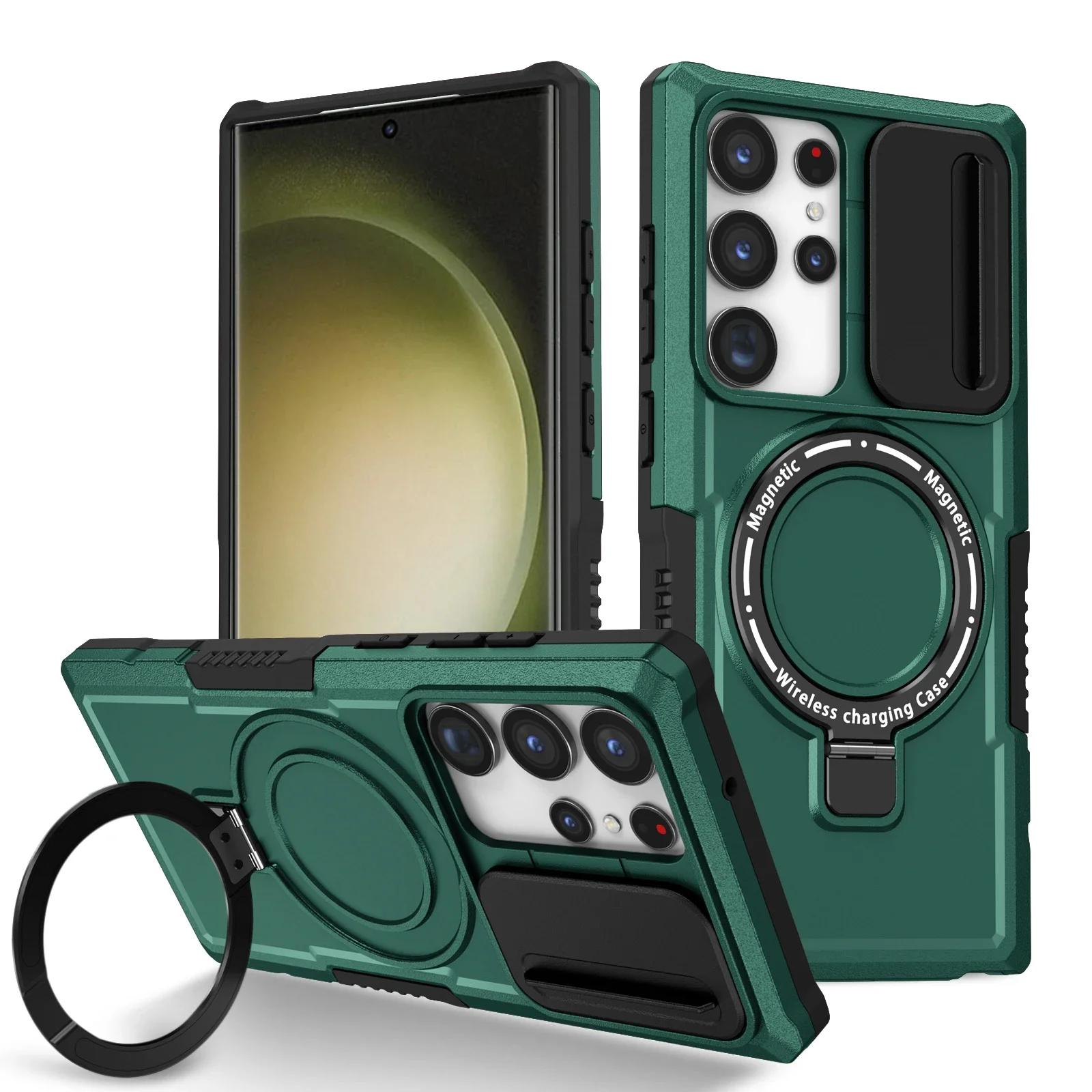 Hybrid Armor Case with Magnetic Wireless Charging and Car Holder Integration