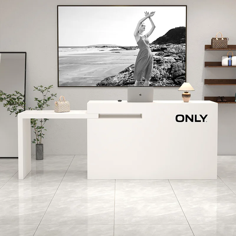 Wood Computer Reception Desks Shop Counter Elegant Cashier Reception Desks Shelves Standing Comptoir Magasin Workshop Furniture