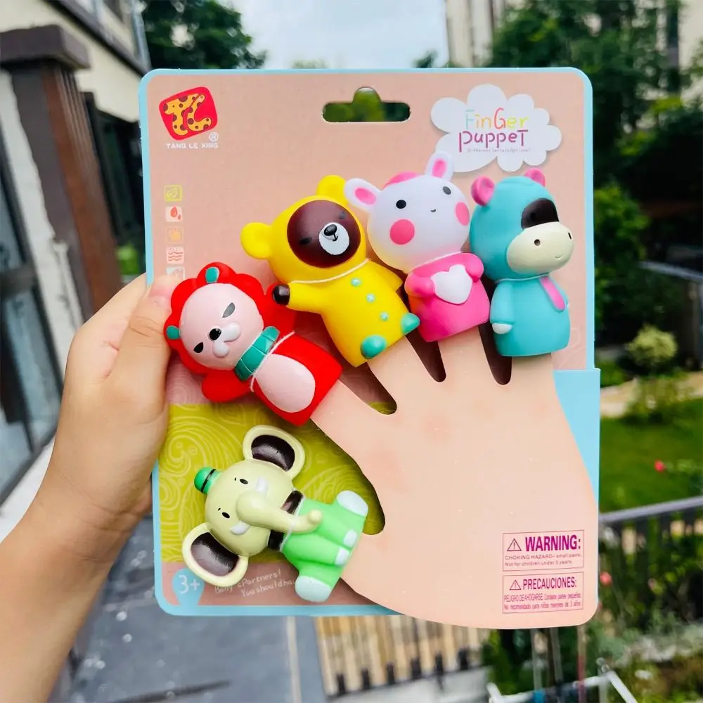 5Pcs Mini Animal Hand Puppet Puppy Doll Finger Puppet Toy Set Montessori Sensory Toys Preschool Parent-Child Storytelling Toys