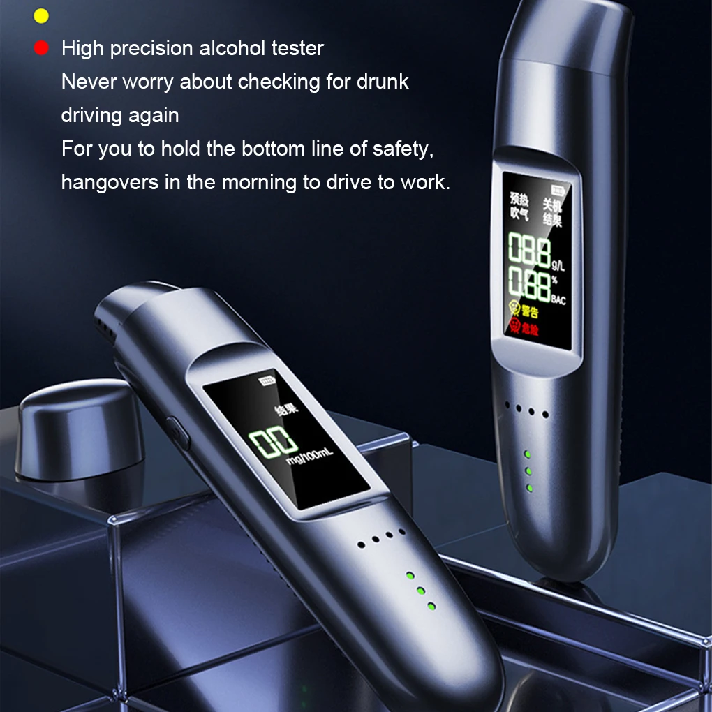 Portable Breathalyzer Precision Alcohol Test Non-Contact Alcohol Tester with Digital LCD Display Type-C Charging For Party Drunk
