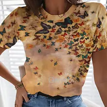 

Women Animal T-shirts Butterfly Graphic 3d Printed T Shirt Short-sleeve Streetwear y2k Clothes Vintage 2022 Female Streetshirts
