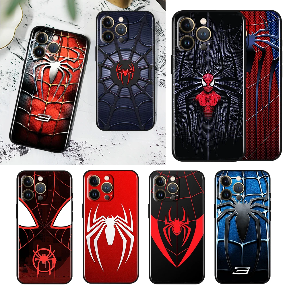 

Marvel SpiderMan Avengers Cool Case For Apple iPhone 14 13 12 11 Pro Max Mini XS Max X XR 7 8 Plus SE2020 TPU Black Phone Cover