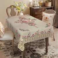1 Piece of Retro Floral Tablecloth for Spring and Summer, Made of Elegant and Luxurious French Style, Retro Rose and Pink Flower Design, Ideal for Spring and Summer Decoration, Indoor/Outdoor Party and Home Decoration, Table Decoration, Banquet Decoration, Kitchen Decoration, Suitable for Valentine’s Day, Mother’s Day, Easter, Weddings, Birthdays, Anniversary