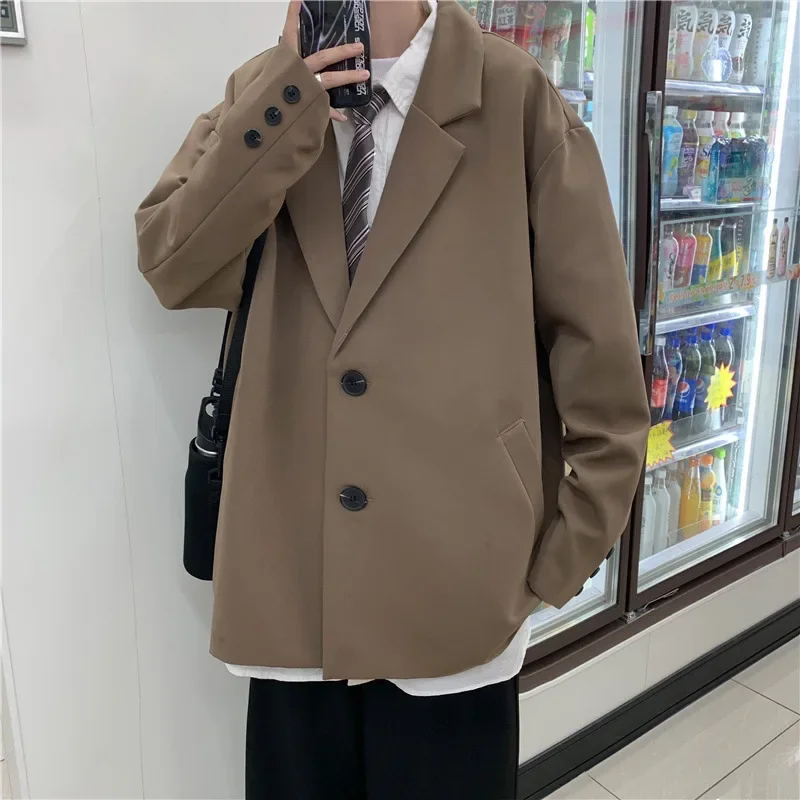 남성용 하라주쿠 스타일 얇은 더블 브레스트 웨스턴 세트 캐주얼 트렌디 한국 버전 펑크 락 재킷, 가을
