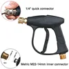 4000PSI High Pressure Water Gun for Car Wash, 5 Color Nozzle Tips, 1/4 Quick Connect, M22-14 Thread, 3/8 Quick Connector 4