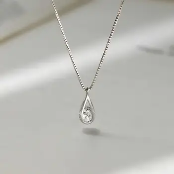 Korean Fashion Water Drop Zircon Necklace For Women Jewelry 2025 Trending New Luxury Silver Color Crystal Necklaces Colar Kolye