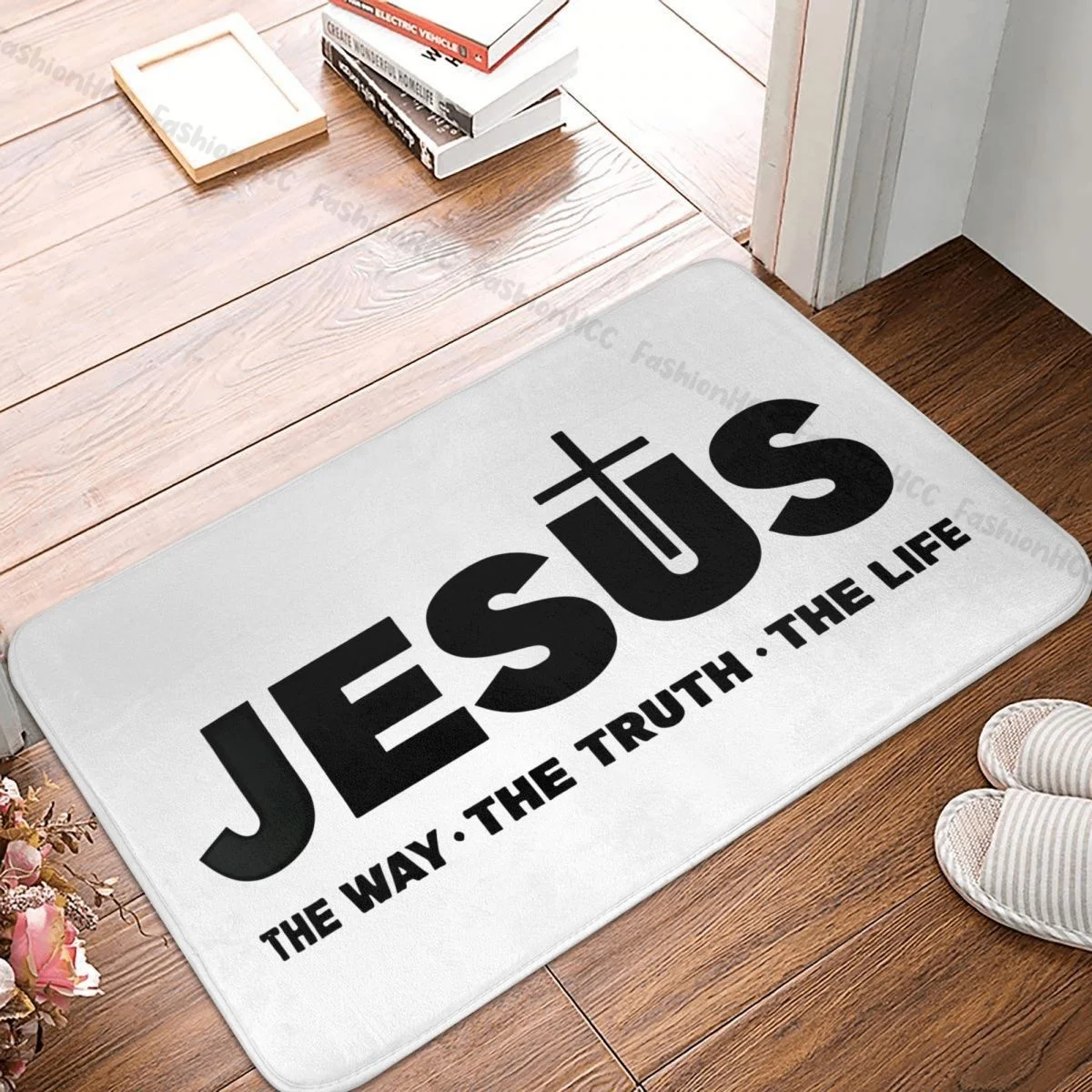 

Нескользящий Придверный коврик Иисуса Христа, дорога, истина, жизнь, ванная, кухонный коврик, уличный ковер, домашний современный декор
