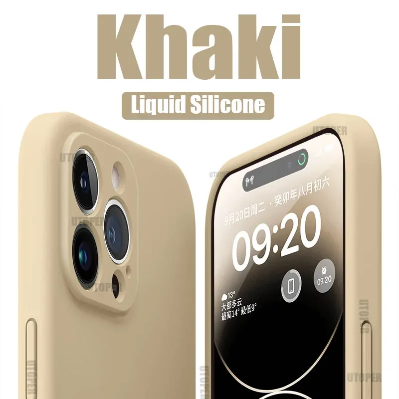 thumbnail image 1 of Funda de silicona líquida original para iPhone 16, 15, 14, 13, 12, 11 Pro Max Plus, suave, flexible, a prueba de golpes, de alta calidad, 1 of 5