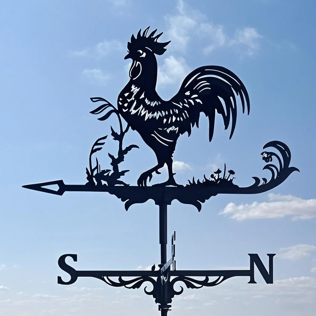 Iron Art Wind Direction Indicator Decorative Country Stylemetal Weather Vane Outdoor Roof Decoration Home Garden Figurine