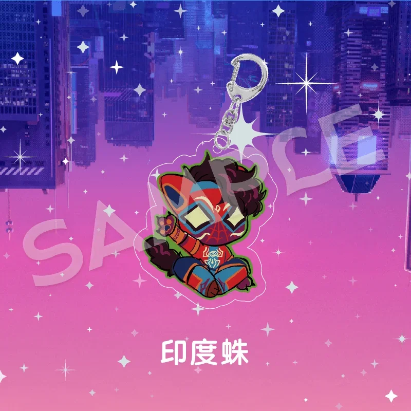 Disney Punk Accessories Across The Universe Kawaii Cat Cos Spider-Man Gwen Miles Cute Keychain Pendant Gift for Boys and Girls