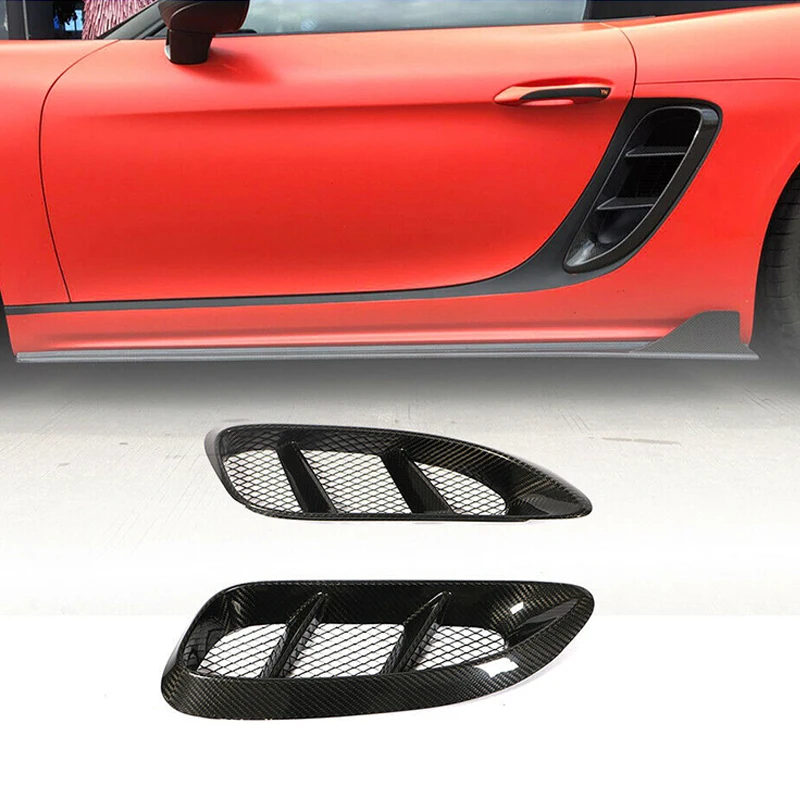 

Car Accessories Carbon Fiber Side Fender Air Vent Cover Air Inlet Cover Decor Trim For Porsche 718 Boxster Cayman 2016 ~ 2021