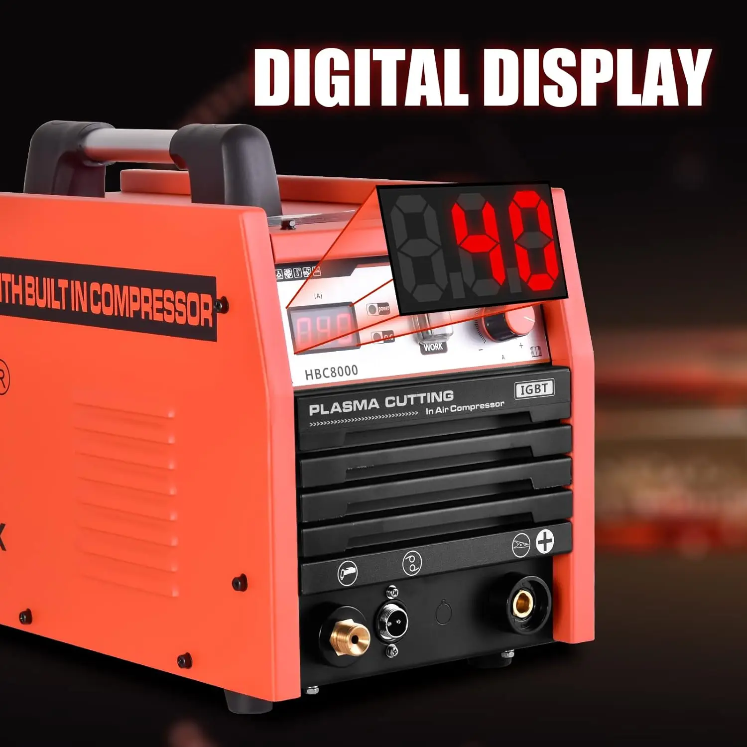 HITBOX 40 Amp Plasma Cutter with Built-In Air Compressor 220V Digital Inverter IGBT Clean Cut Plasma Cutting Machine HBC8000 6
