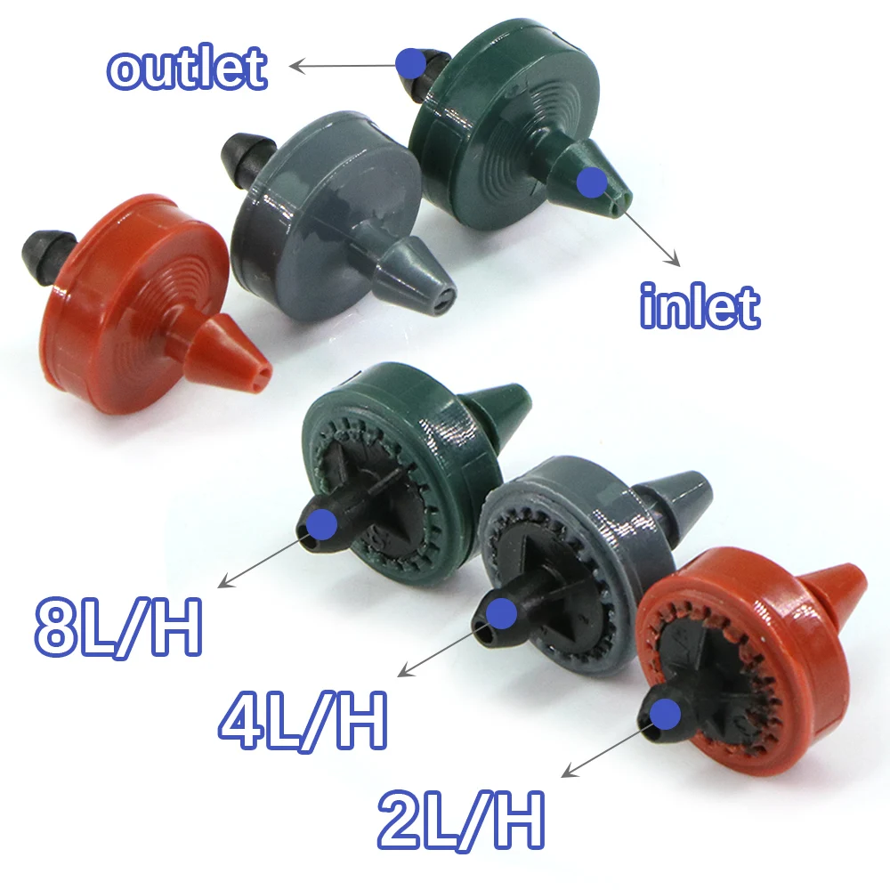 2L 4L 8L/H Pressure Compensation Dripper 4/7mm Hose Puncher Agricultural Garden Lawn Irrigation System Steady Flow 50/100PCS drip irrigation dripper