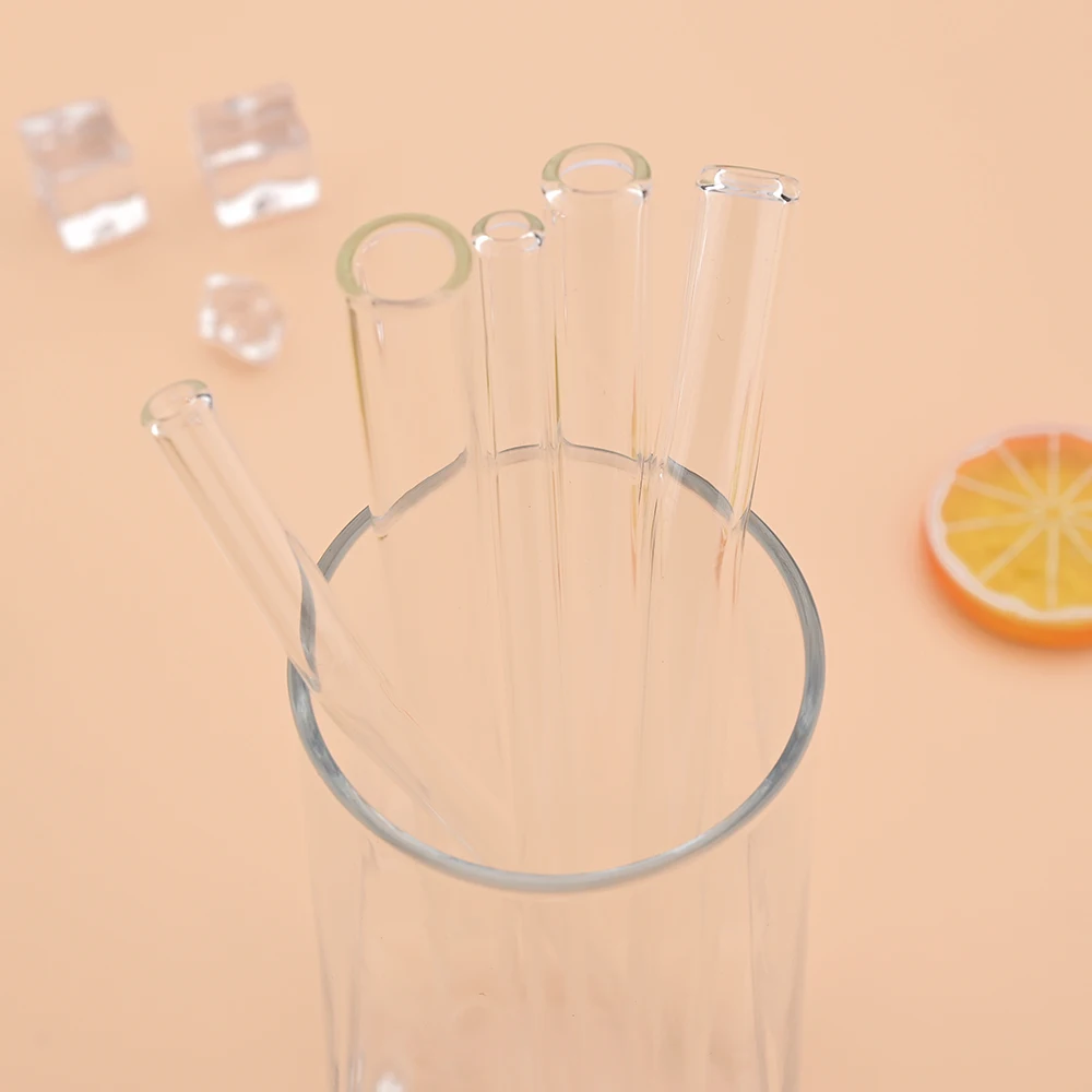 Reusable Glass Straw Wide 12mm Pearl Milkshake High Borosilicate Bubble Tea Straw with Brush Party Home Bar Accessories