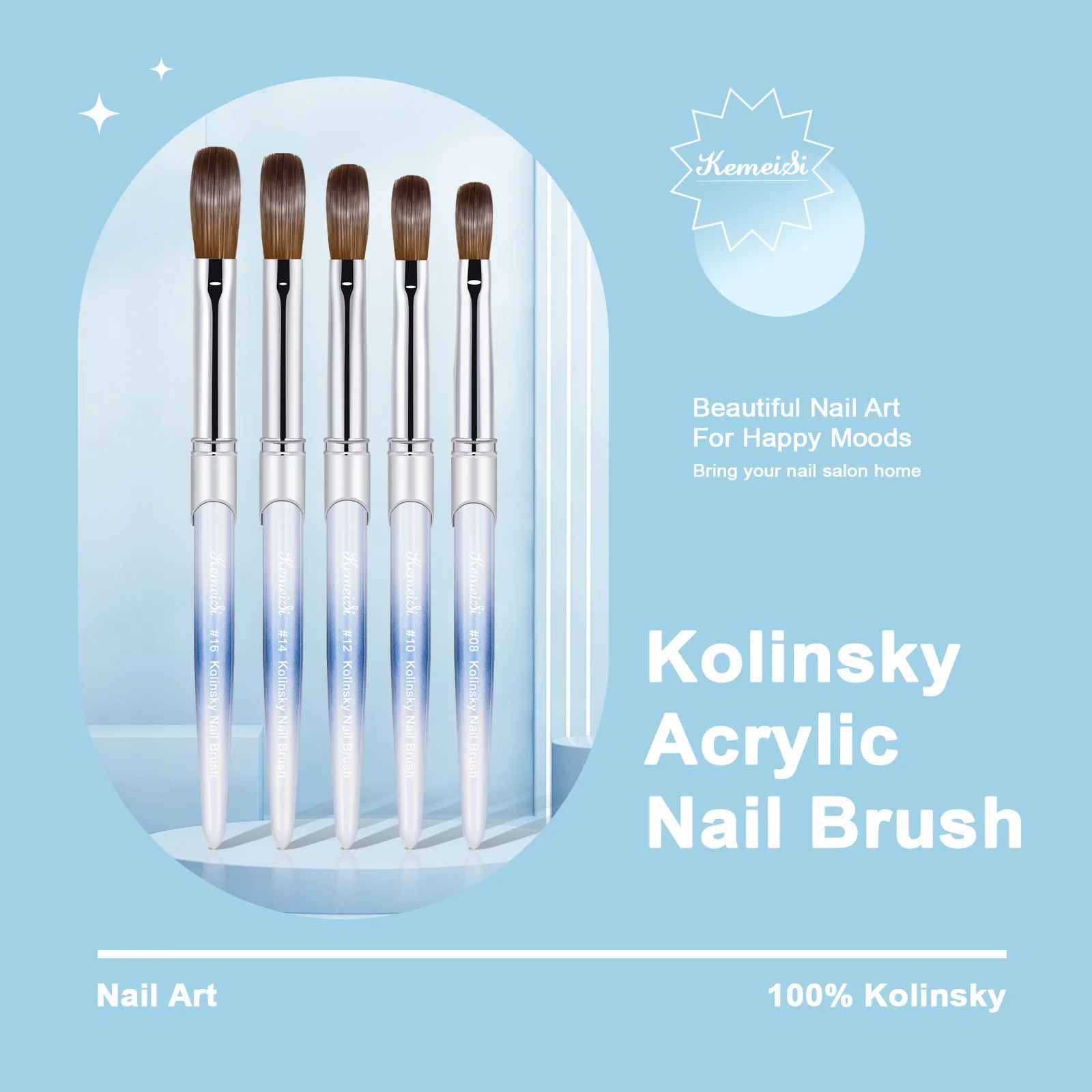 1pcs Kolinsky Acrylic Nail Brush Good Quality Nail Art Mink Brush Wood Handle Gel Builder Manicure Brush Drawing Tools 2