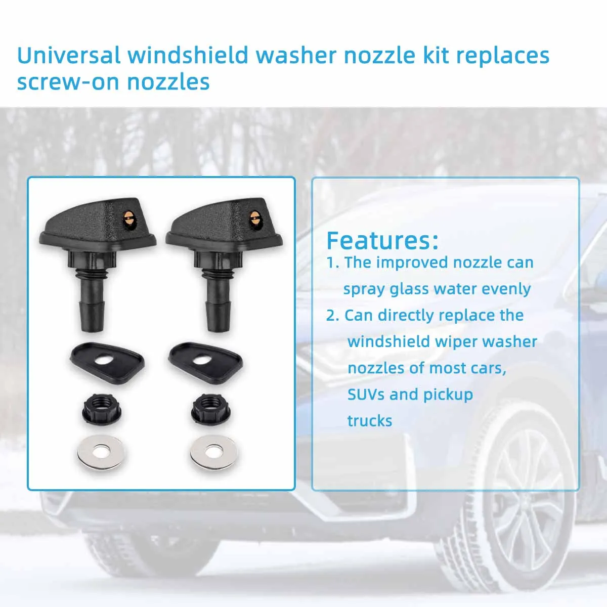 Windshield Washer Nozzle 360-degree Adjustable for Car