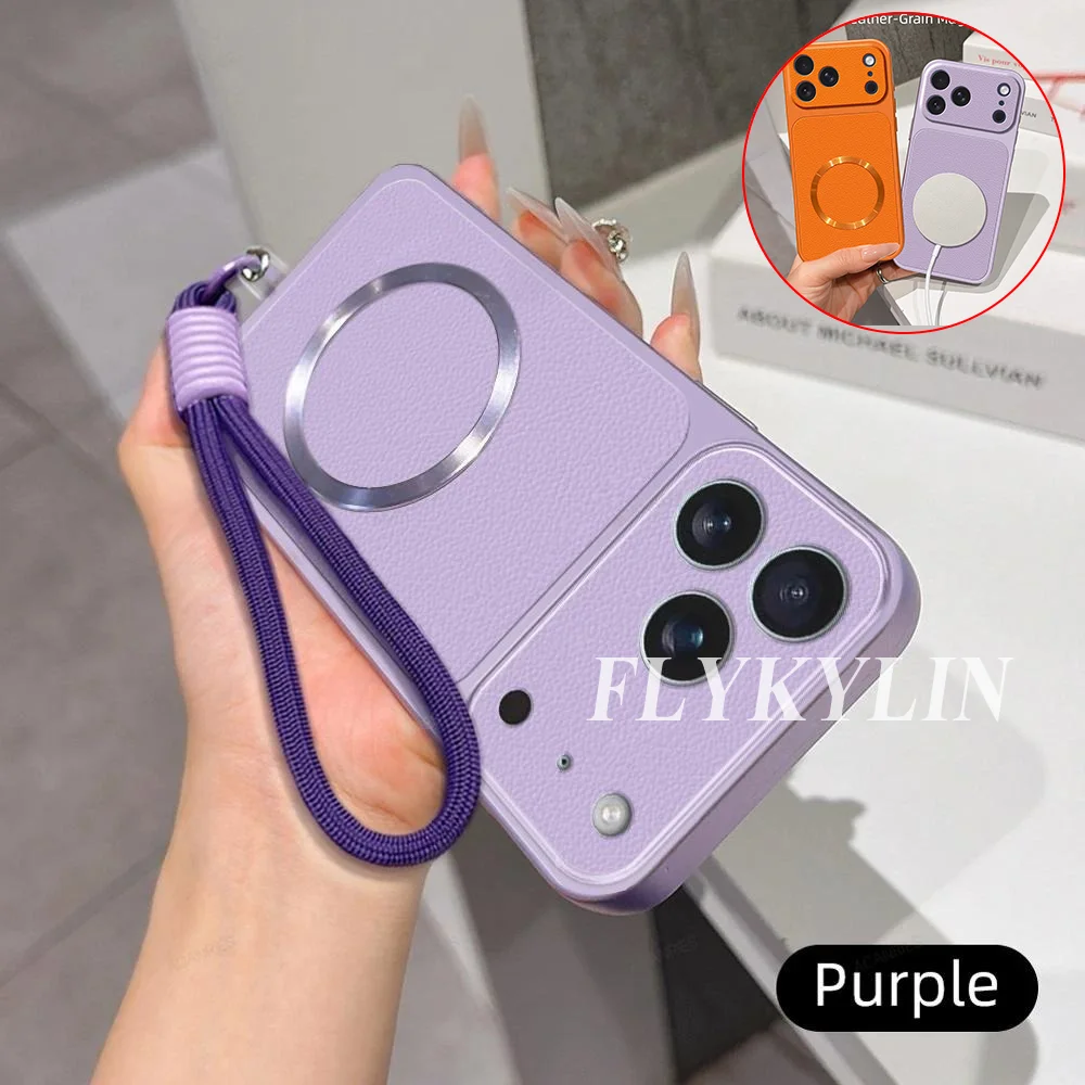 Litchi Texture Protective Phone Case with Magnetic Attraction and Hanging Rope