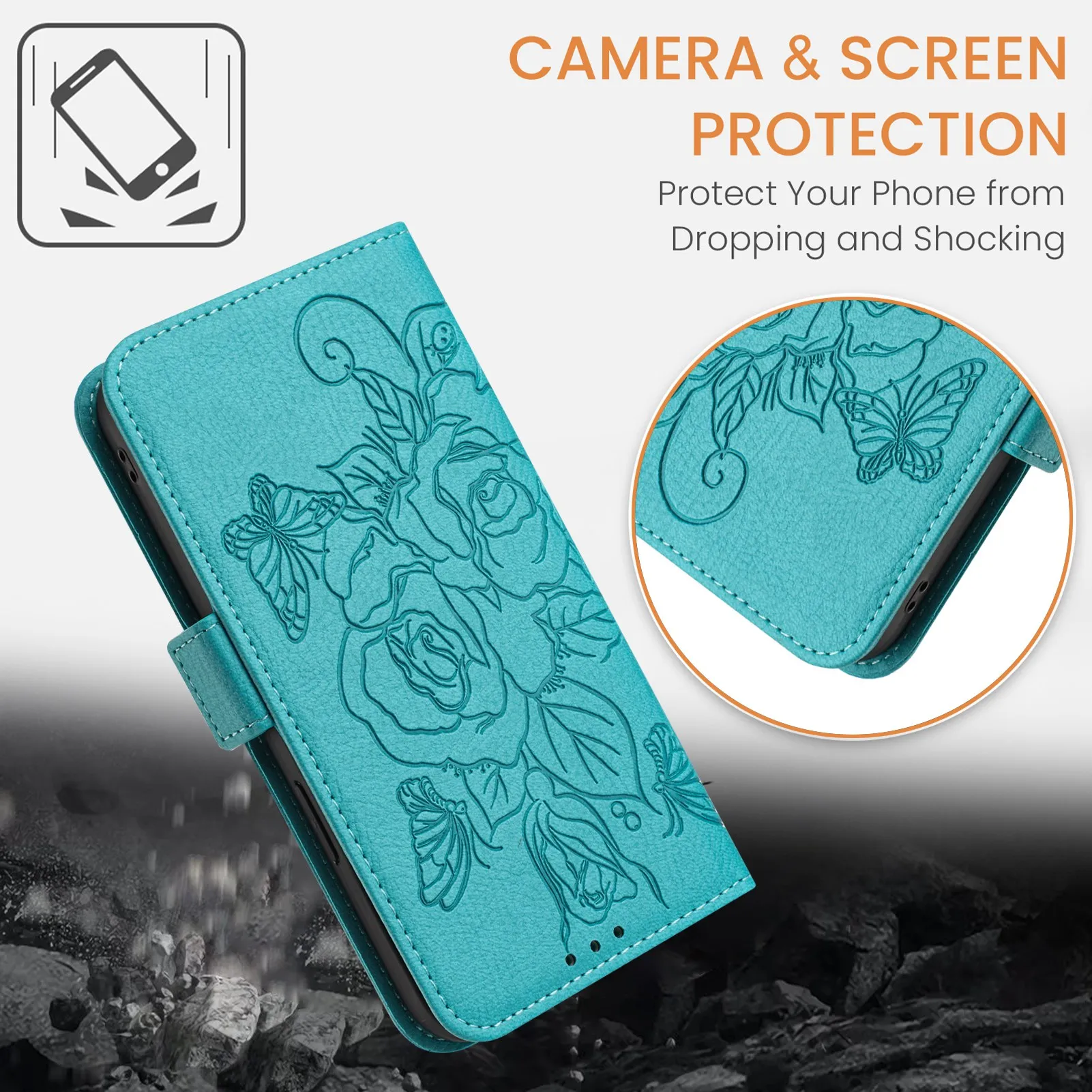 Elegant Floral Leather Phone Wallet Case - Premium Flip Cover Design
