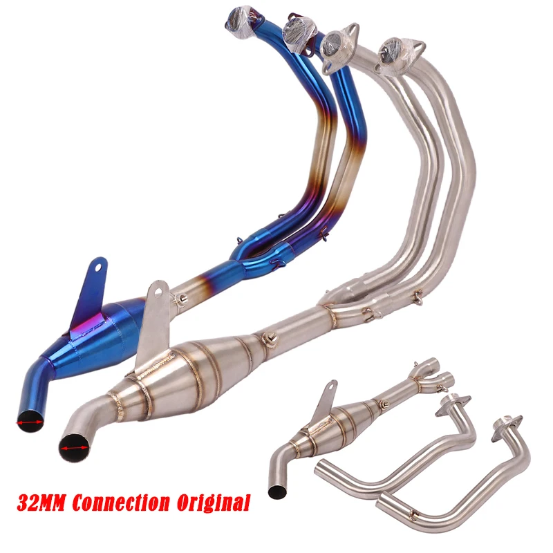 32MM Connect Original For Yamaha YZF R3 R25 MT03 MT25 Motorcycle Exhaust Header Pipe Escape Muffler Front Mid Tube Slip On SteeI