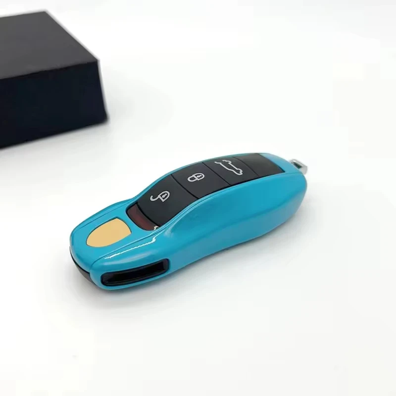 GHXSport Gloss Metallic Blue Key Fob Case Cover For Porsche Cayenne, 911, Panamera, Boxster, Cayman