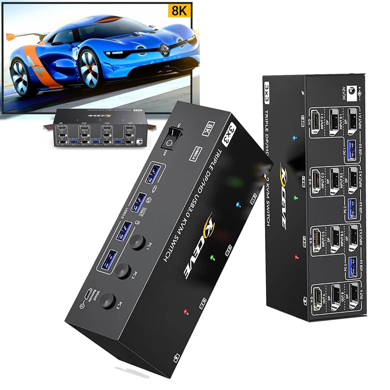 

Адаптер-разветвитель Интернета, совместимый с HDMI, квм-переключатель, расширенный экран, переключатель локальной сети, разветвитель, переключатель