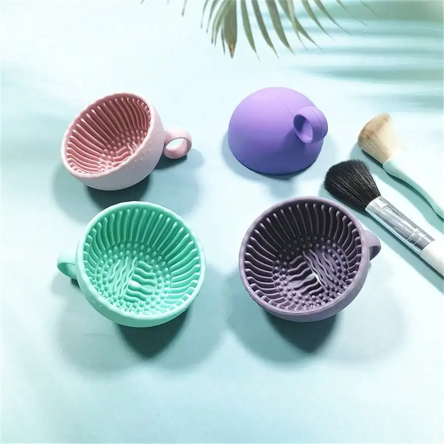 Makeup Brush Cleaning Bowl and Pad for Eyebrow Face Blush Eye Brush