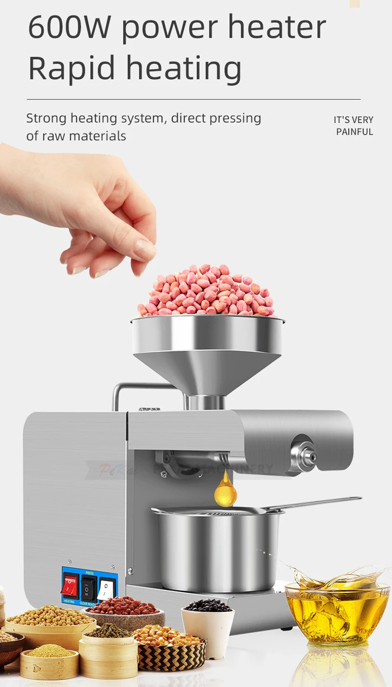X8 Oil Press Olive Oil Machine Seeds Sunflower Peanuts Extractor Home Stainless Steel Cold Squeezer Extraction Machine