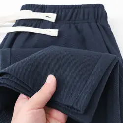 Korean Autumn Youth Trend Men's Twill Casual Pants Solid Elastic Waist Pocket Drawstring Loose Straight Sports Versatile Trouser