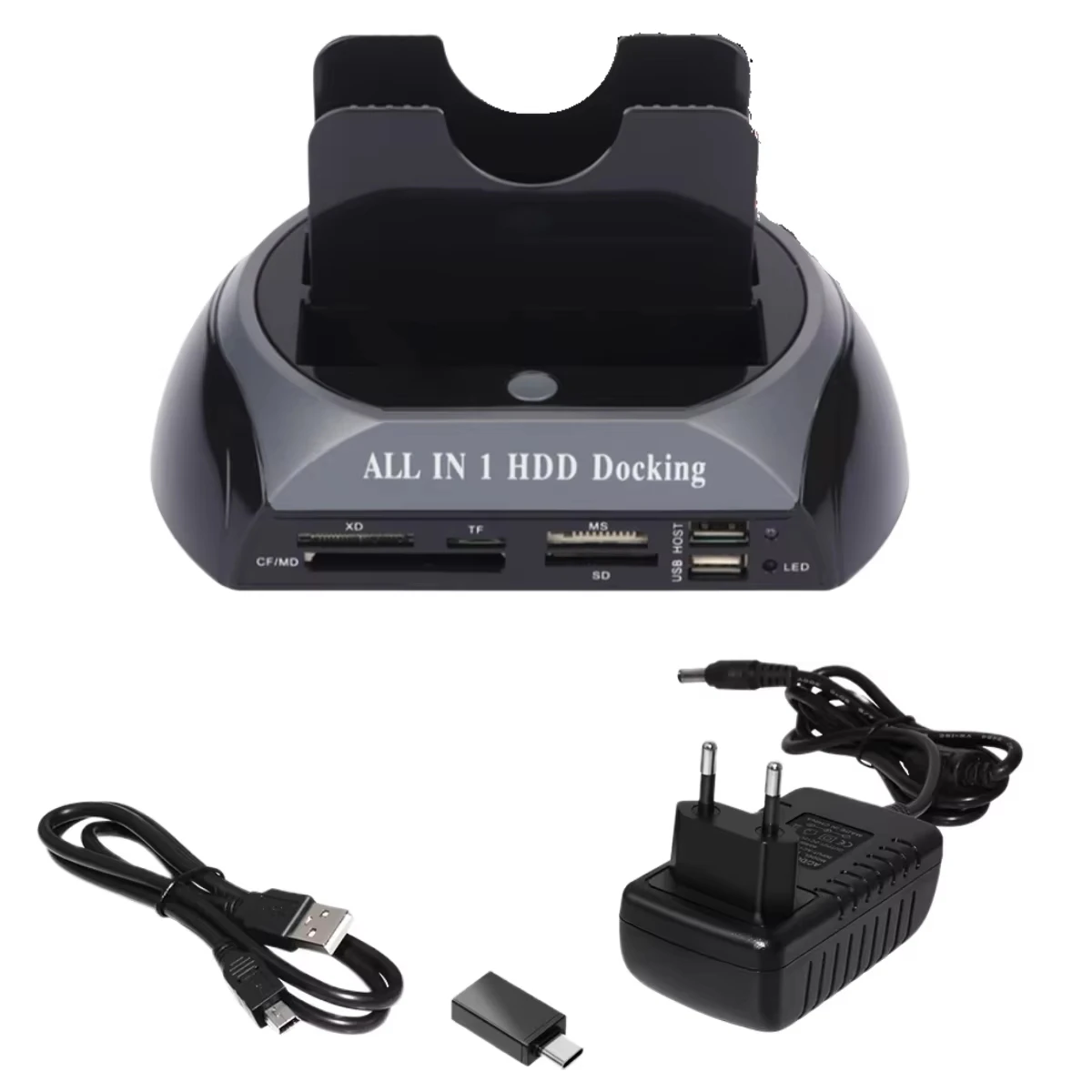 듀얼베이 USB 2.0 도킹 스테이션(카드 리더기 포함) IDE/SATA/eSATA 올인원 하드 드라이브 복제 기능으로 간편한 데이터 관리