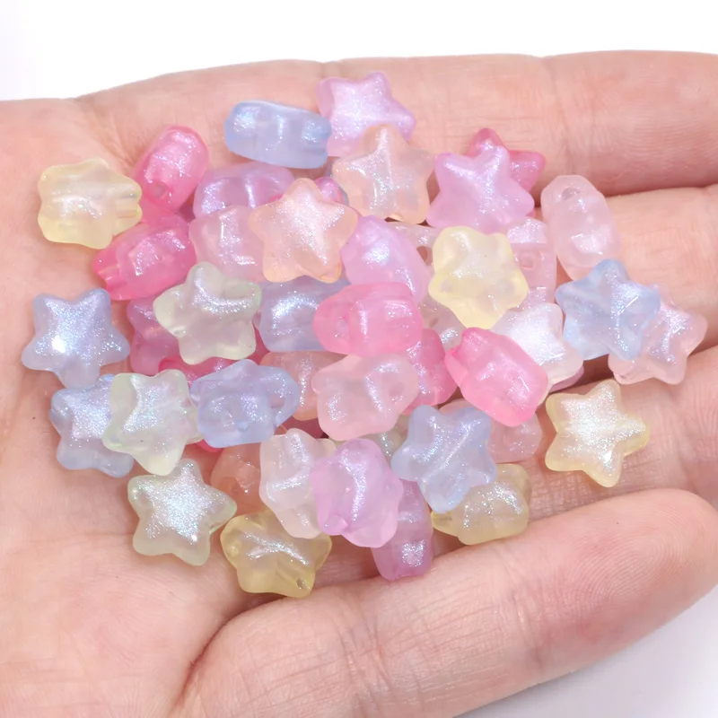 Charm Shiny Star Beads Acrylic Spacer Glitter Beads 10mm 50pcs