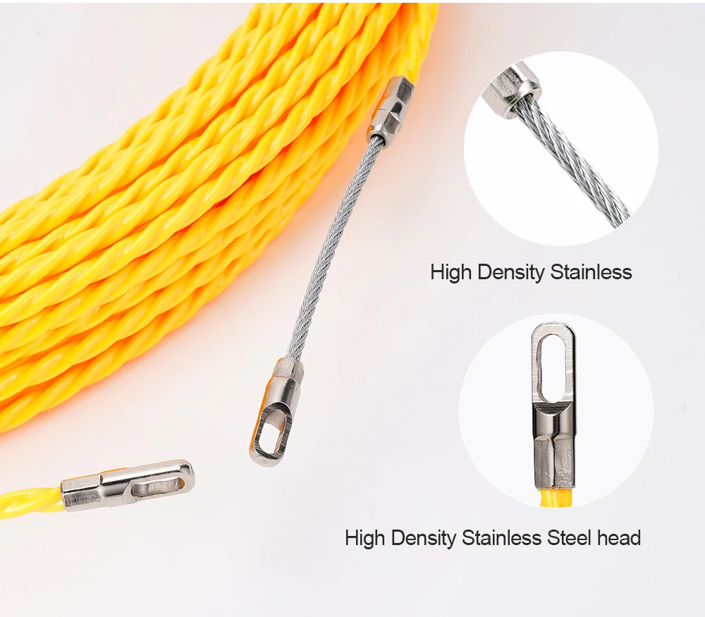 Description Picture 6 of item4mm Electrician Tape Conduit Ducting Cable Puller Tool 10-50M Fiberglass Rodder Fish Tape Cable Push Puller Wiring Installation