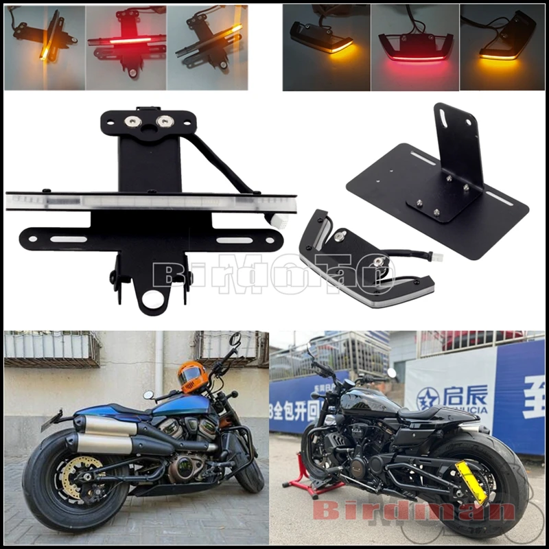 Kit de support de plaque d'immatriculation pour Harley Sportster S, queue  de moto, feu de stop LED, clignotant, Kit d'élimination des ailes