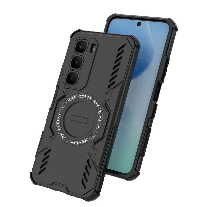 Enhanced Heat Dissipation Shockproof Magnetic Phone Case with TPU Frame and Hard Plastic Back