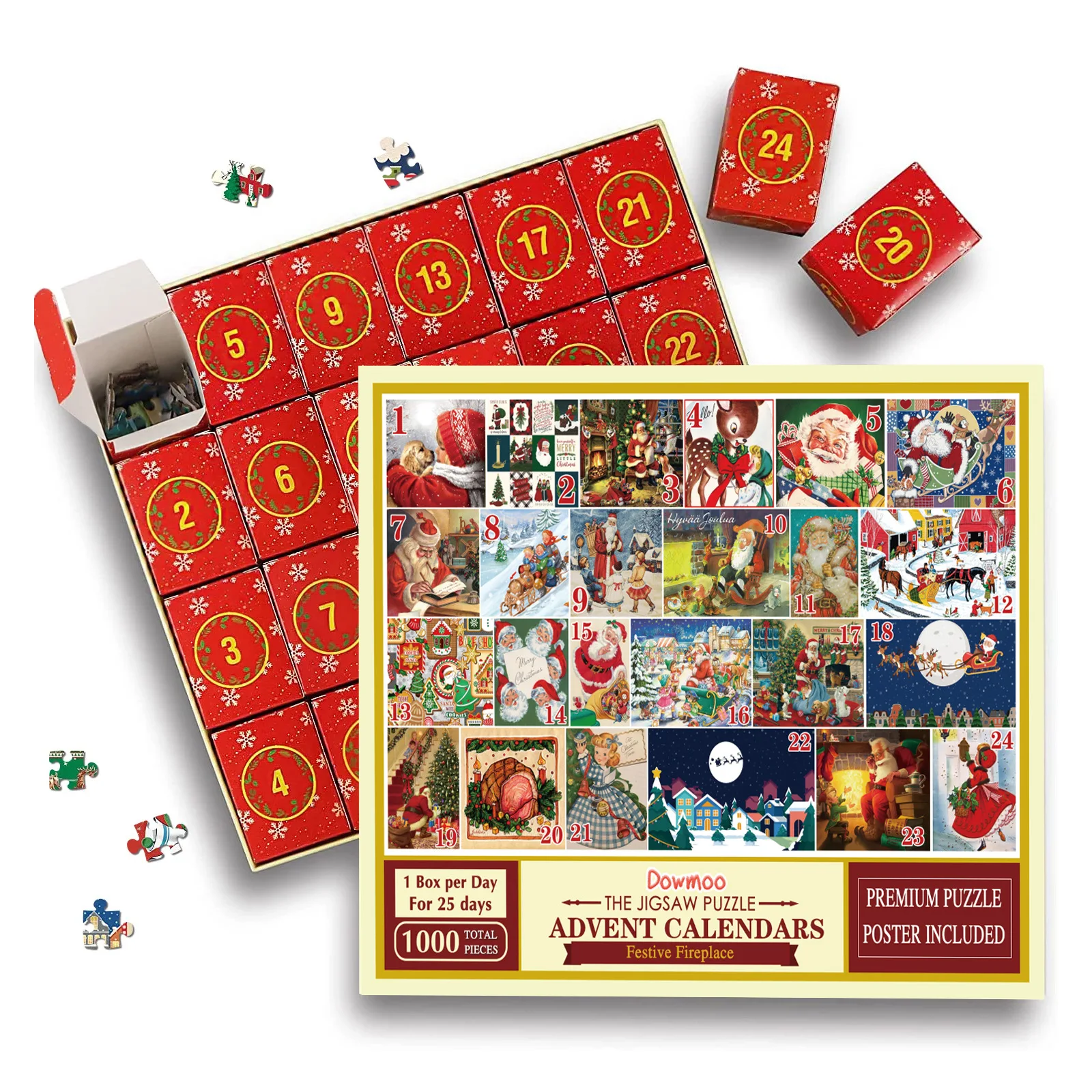 

Christmas Holiday Jigsaw Puzzle Christmas Countdown 24 Days Puzzles Gift for Friends and Family Members