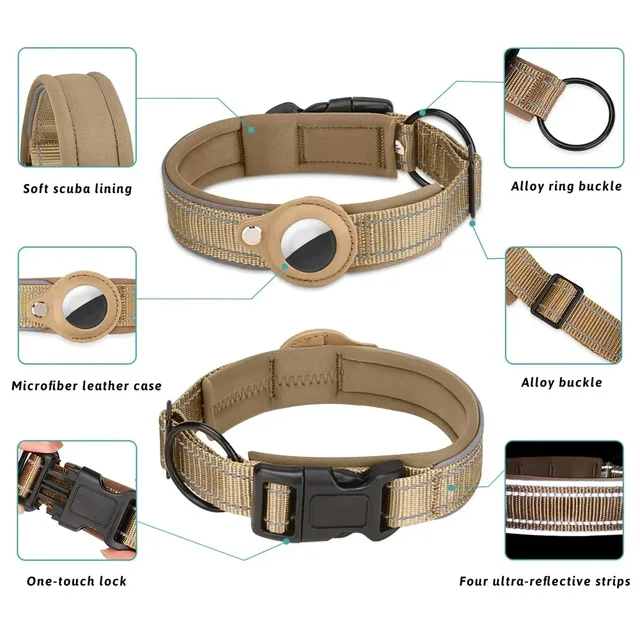 S345b7a155d60463f9fefd05b47286e674.jpg Anti-Lost Dog Collar Waterproof Airtag Protective Case Reflective Pet Necklace for French Bulldog Pitbull, Large Dog Accesories