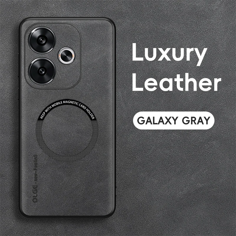 Luxury Leather Magnetic Phone Case with MagSafe Wireless Charging Compatibility