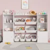 Kids Toy Storage Organizer W/8 Removable Toy Bins, 4-Tier Toy Organizers W/6 Storage Cubbies, Kids Bookshelf and Storage 1