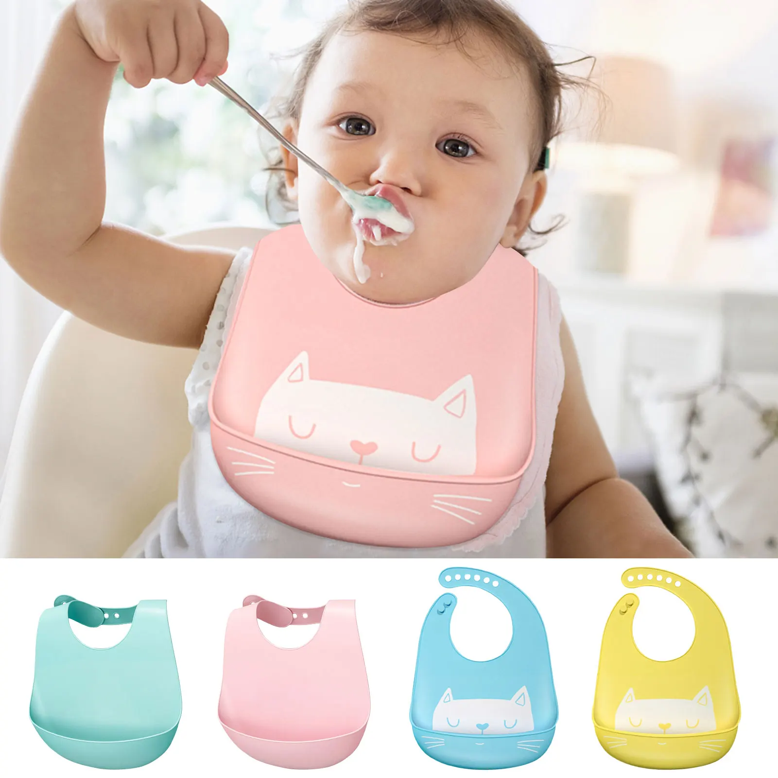 Silicone Babi Bib Saliva Dripping Banana Bibs Cartoon Newborn Feeding Soft Edible Aprons Baby Adjustable Waterproof Burp Scarf