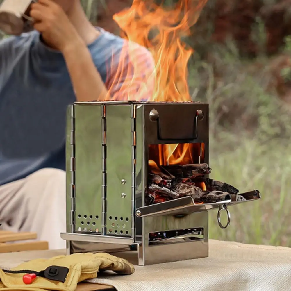 Firewood Stove For Cooking Strong Anti-rust Stainless Steel Square  Multifunctional Cooking Charcoal Grill Firewood Stove - Outdoor Stove u0026  Accessories - AliExpress